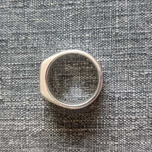 Simple Mens Wide Engravable Rectangle Signet Ring 925 Sterling Silver. Size 11.